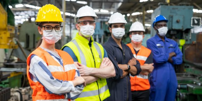 Portrait,Of,Confident,Engineer,Woman.,Diverse,Multiethnic,Worker,Wearing,Surgical